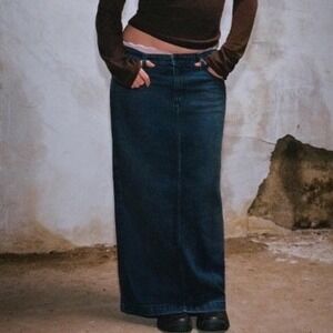 Tank Air Cocoon Denim Midi Skirt Dark Indigo Wash Size Medium New In Box